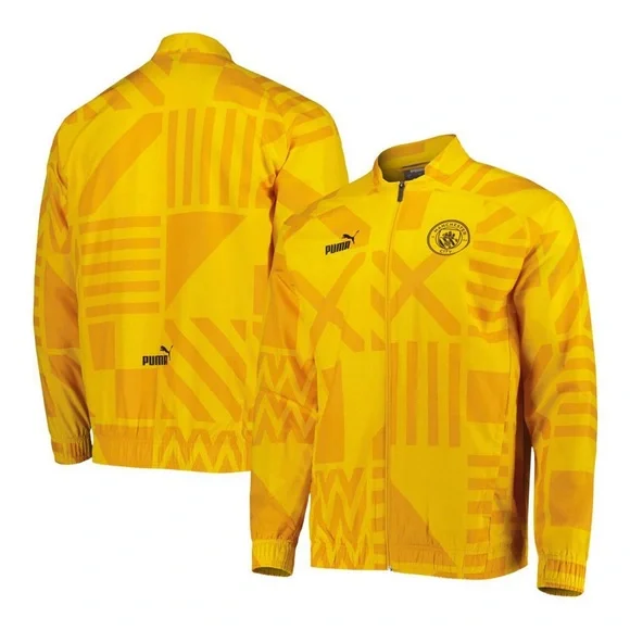 Puma Authentic Manchester City Pre-Match Soccer Yellow Jacket Men’s Sz: L - Picture 2 of 5